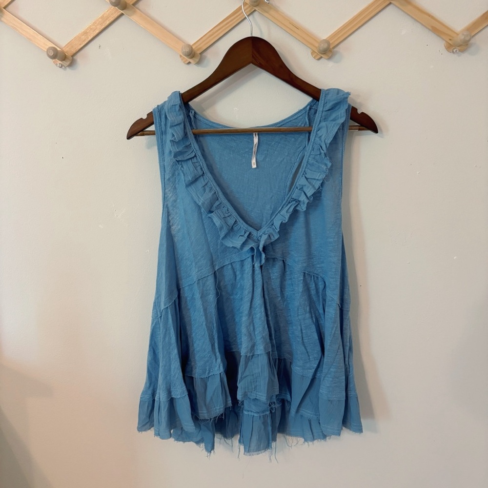 Free People Blue Ruffled Top - Size XS
